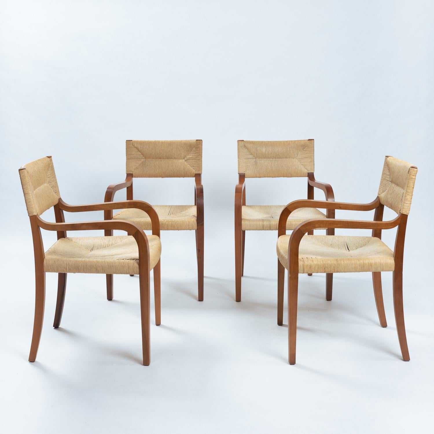 Luca Meda Risiedo rope walnut dining chairs by for Molteni, Italy 1980s 1