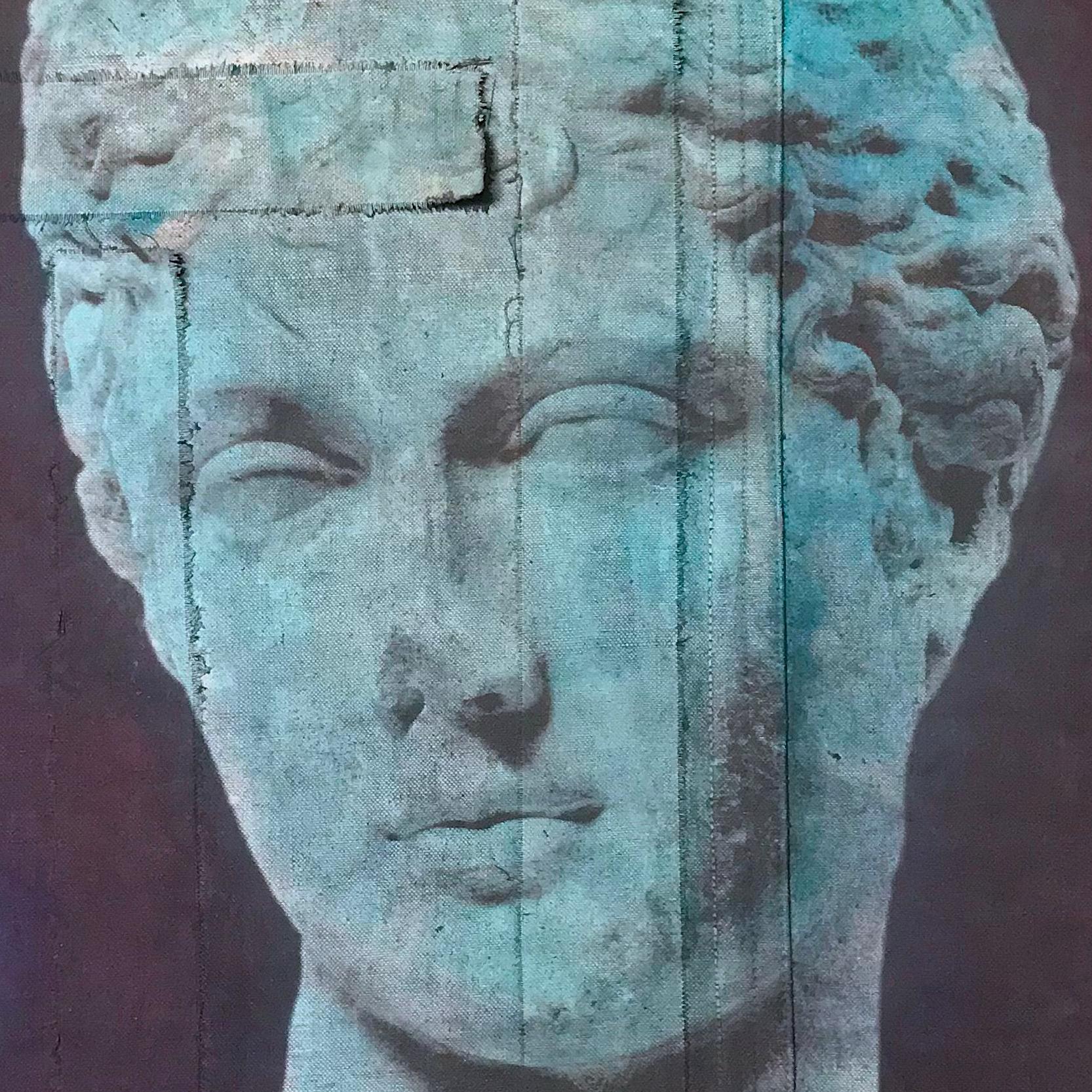 Feminine Head III - Contemporary Mixed Media Art by Luca Pignatelli