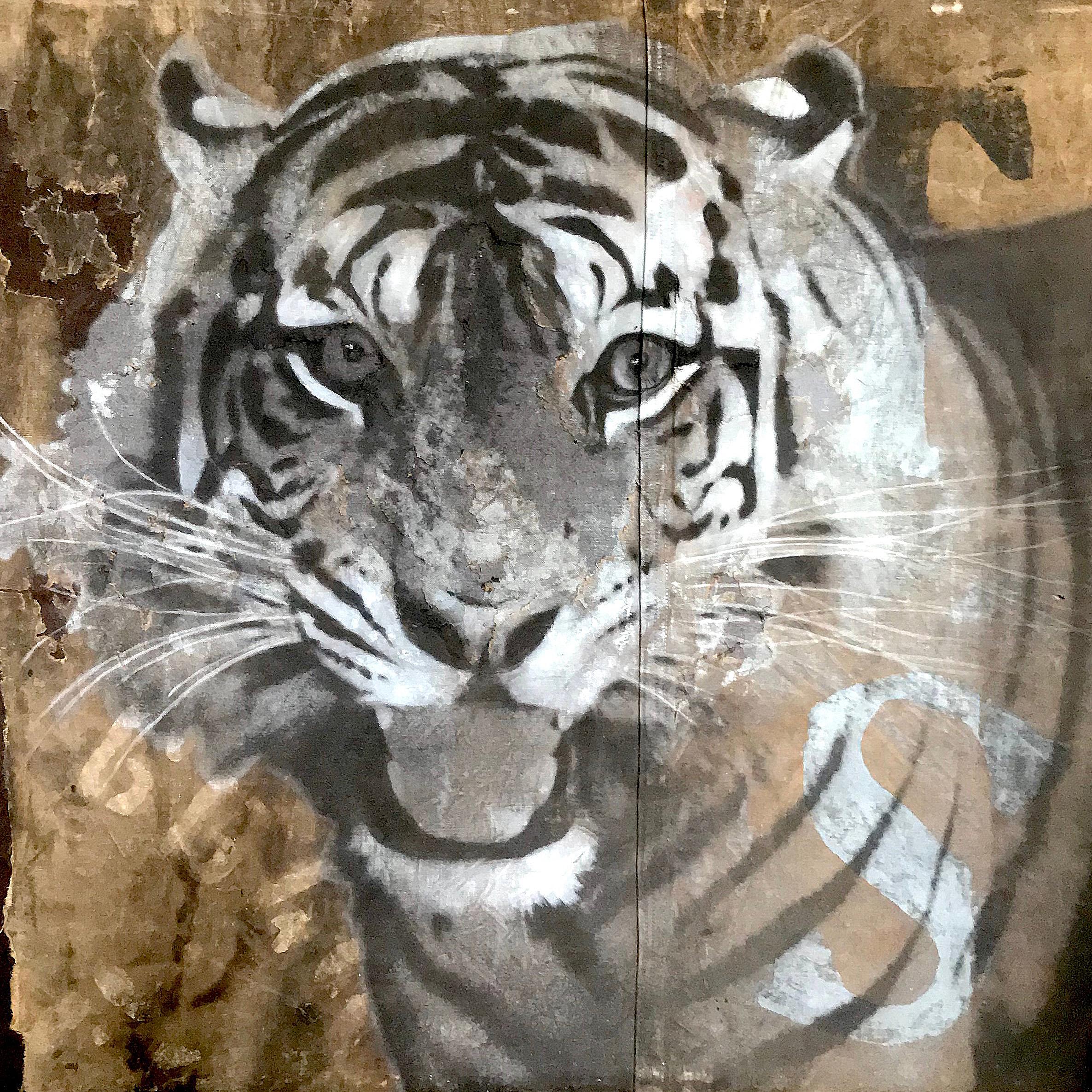 Tiger - Contemporary Mixed Media Art by Luca Pignatelli