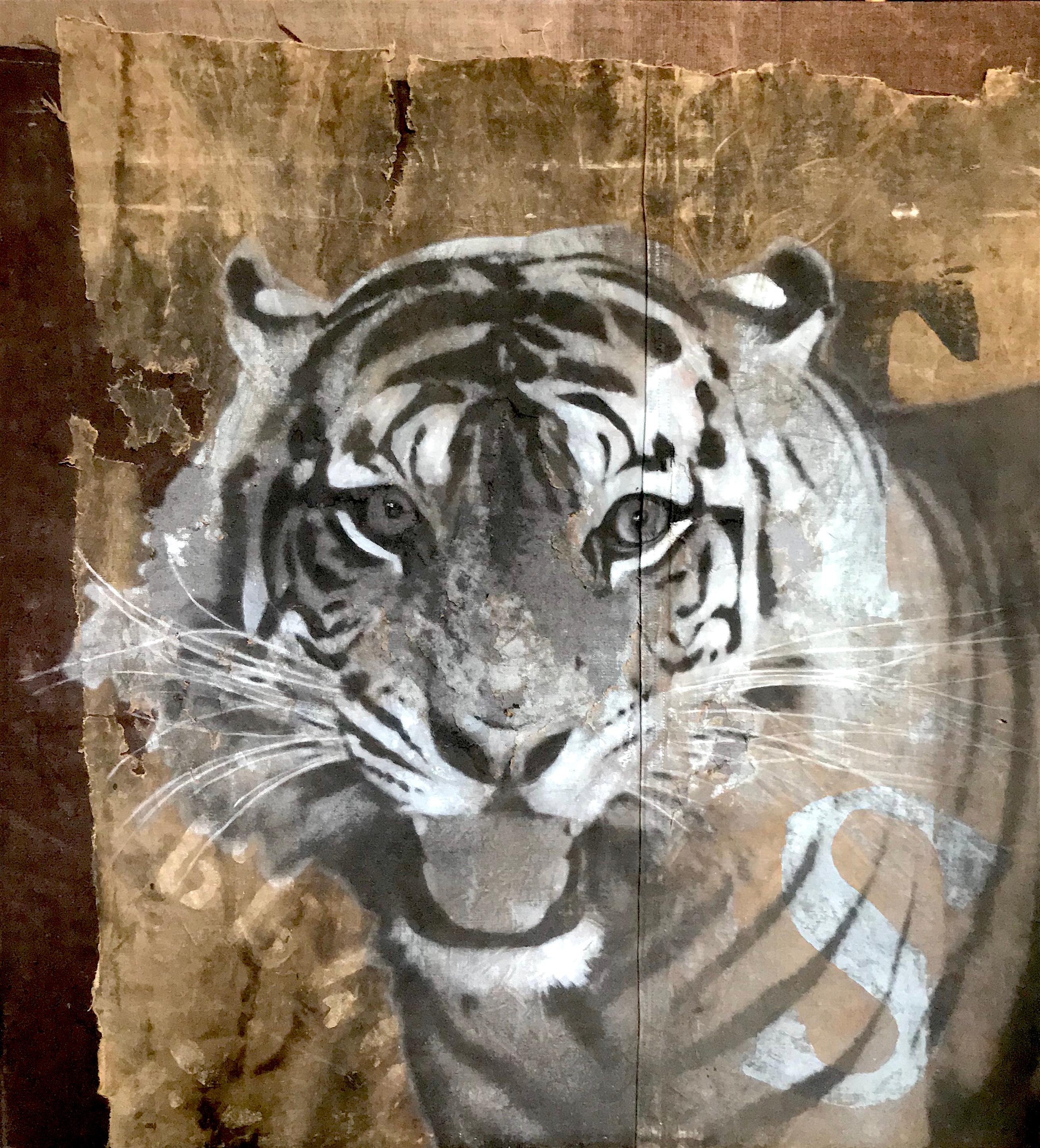 Tiger - Mixed Media Art by Luca Pignatelli
