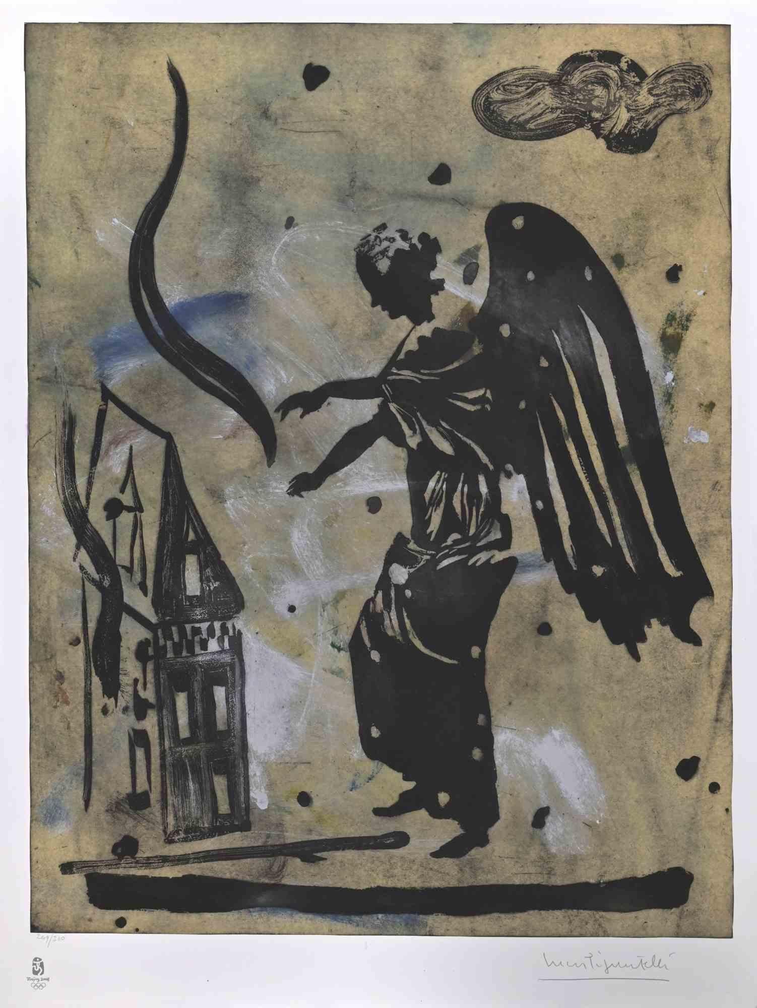 La Llama Olímpica es un aguatinta coloreado de la carpeta "La Colección Única para las Bellas Artes Olímpicas 2008" realizada por Luca Pignatelli con motivo de los Juegos Olímpicos celebrados en Pekín en 2008.  Firmado a lápiz en el margen inferior