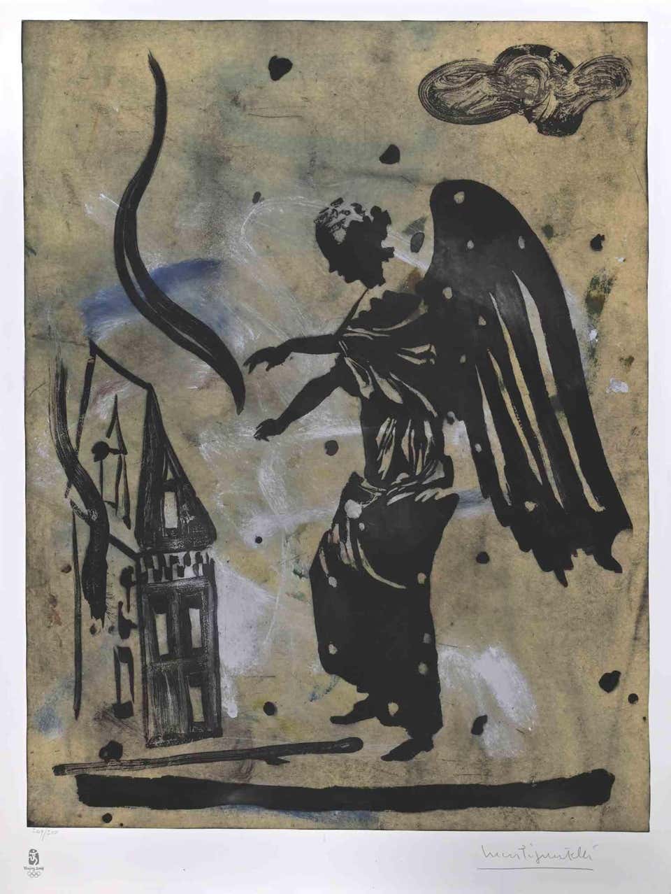 Olympic Flame - Lithograph by Luca Pignatelli - 2008