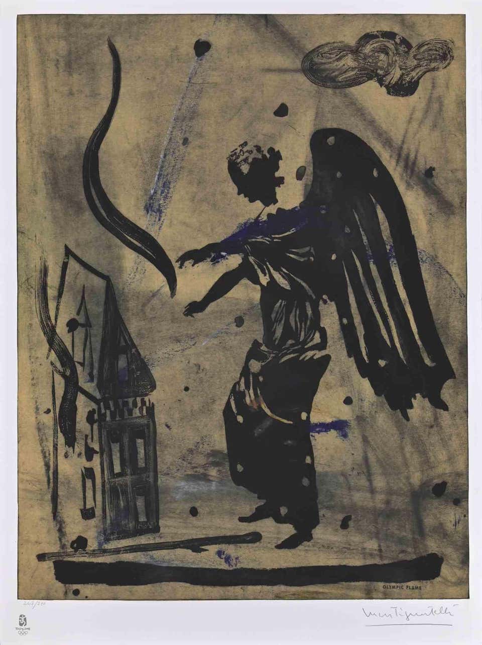 Olympic Flame - Lithograph by Luca Pignatelli - 2008