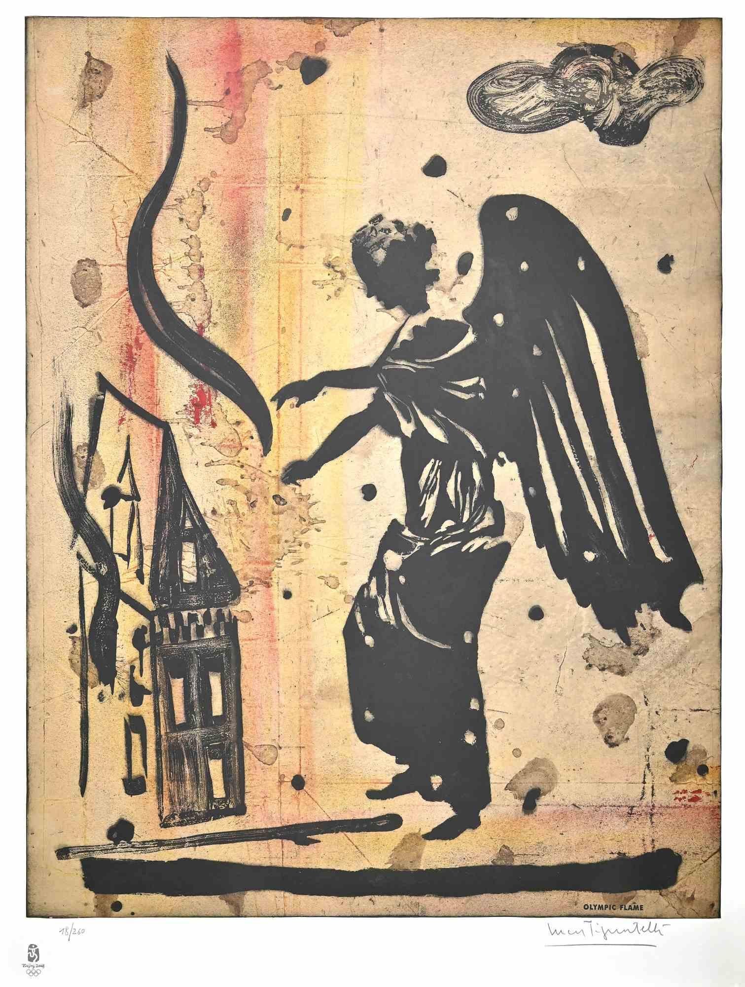 Olympic Flame - Original Originallithographie von Luca Pignatelli - 2008