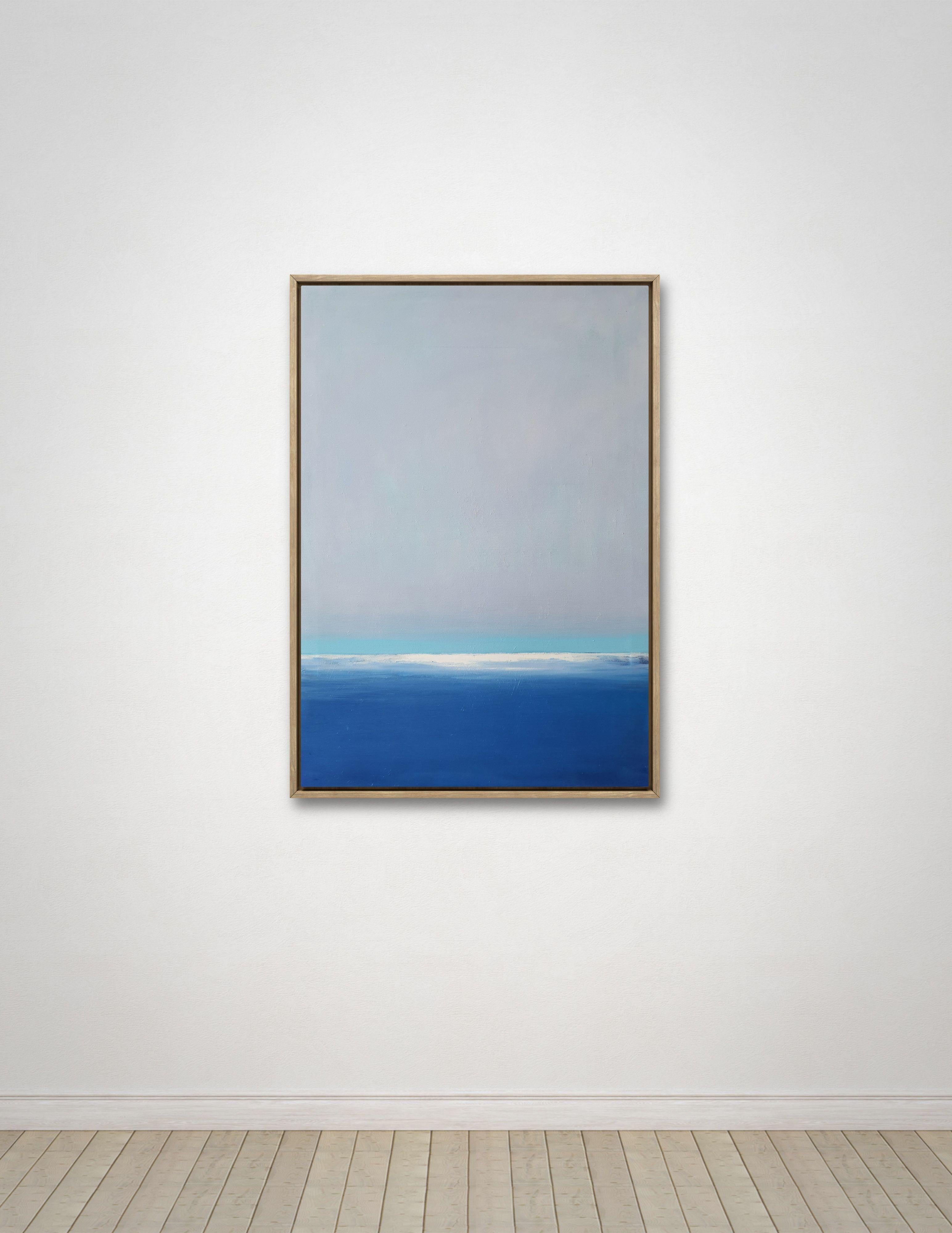 open blue #10, Painting, Oil on Canvas - Gray Abstract Painting by luca raimondi