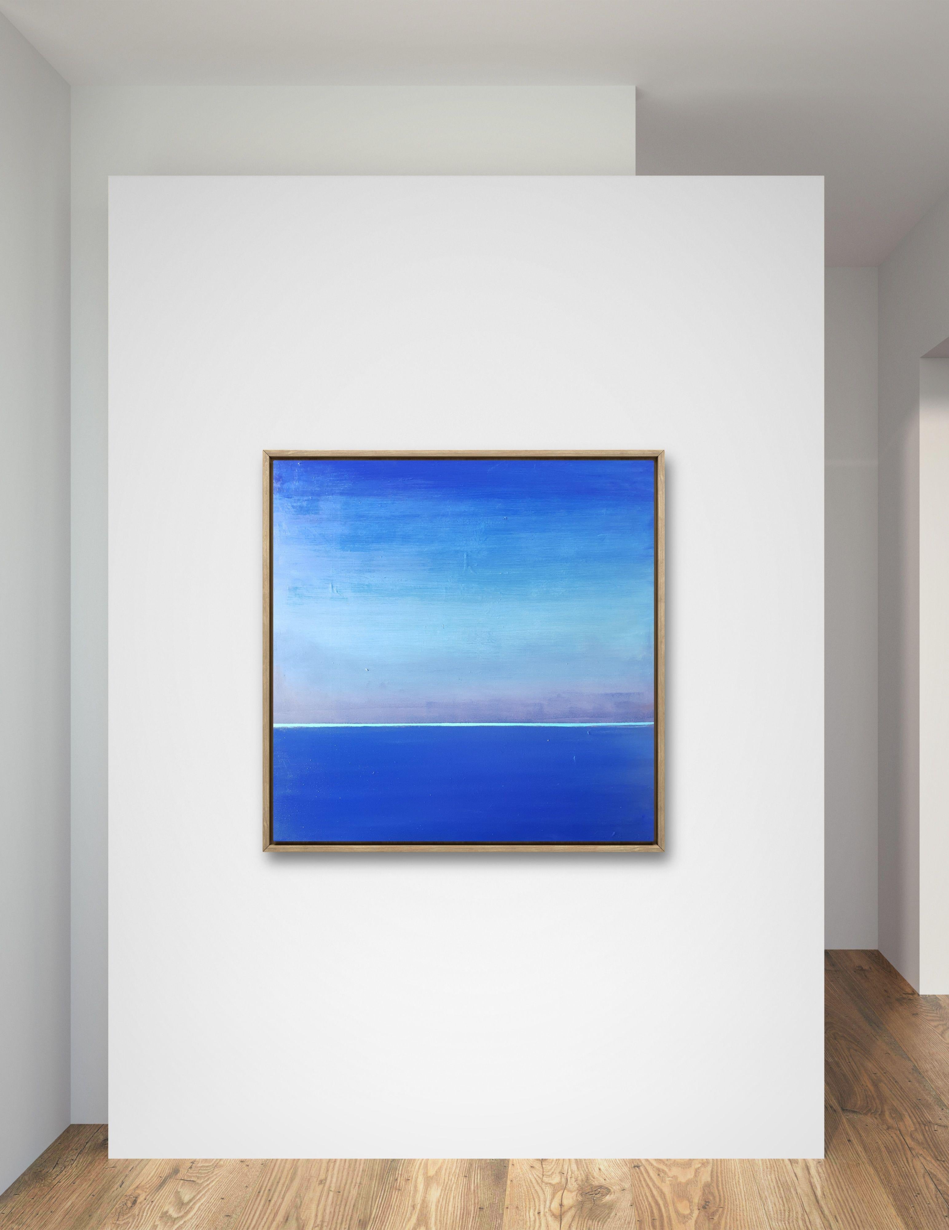 open blue #12, Painting, Oil on Canvas - Blue Abstract Painting by luca raimondi