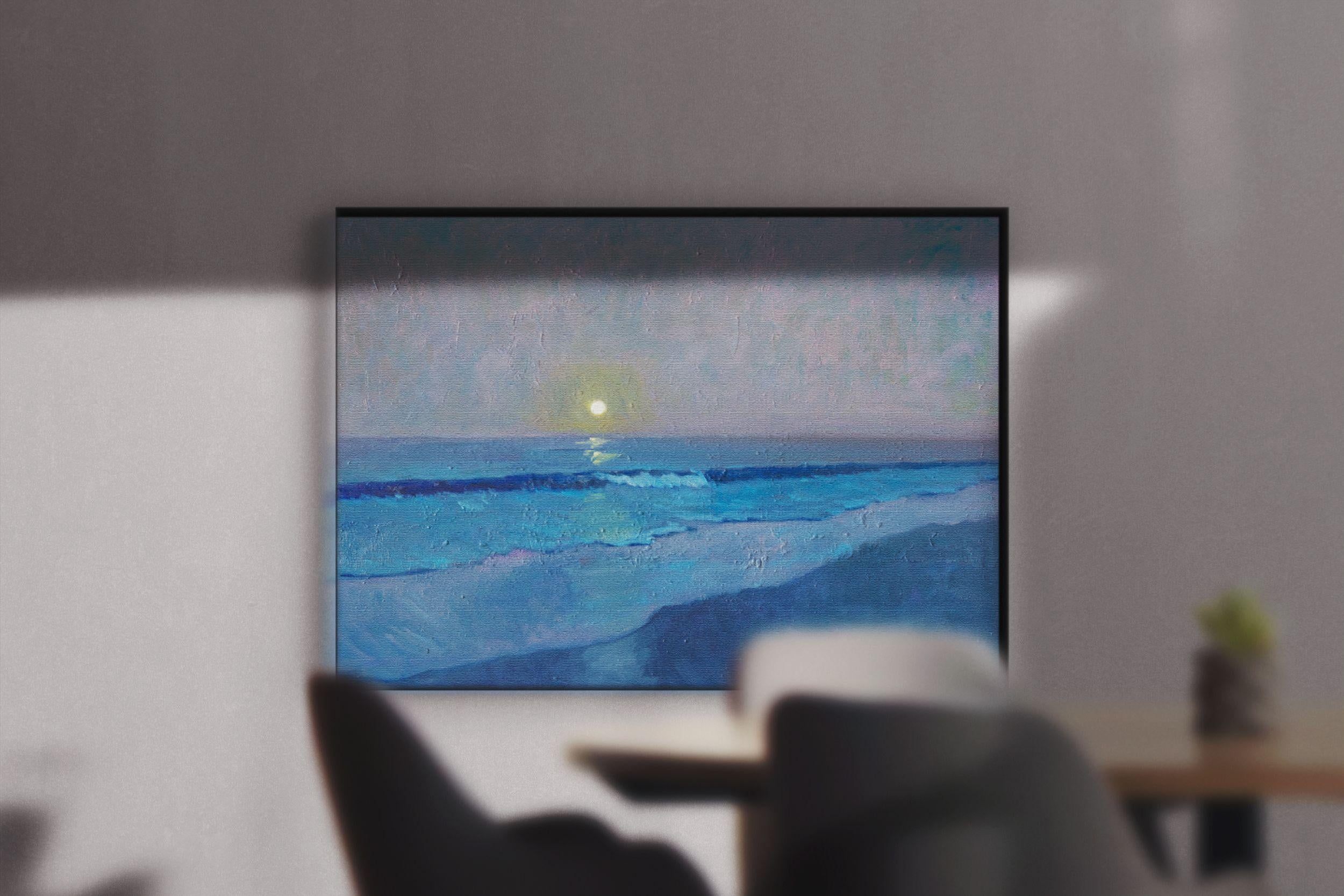 The work is an original abstract painting, an oil handmade on canvas. This series of paintings is the result of over 13 years of studying landscapes from life. Mounting the easel and the canvas outside, I tried to capture the light effects I have in