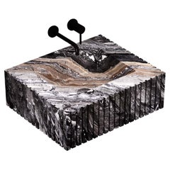 Luca - Ribbed Marble Basin - Grey Galaxy - Small