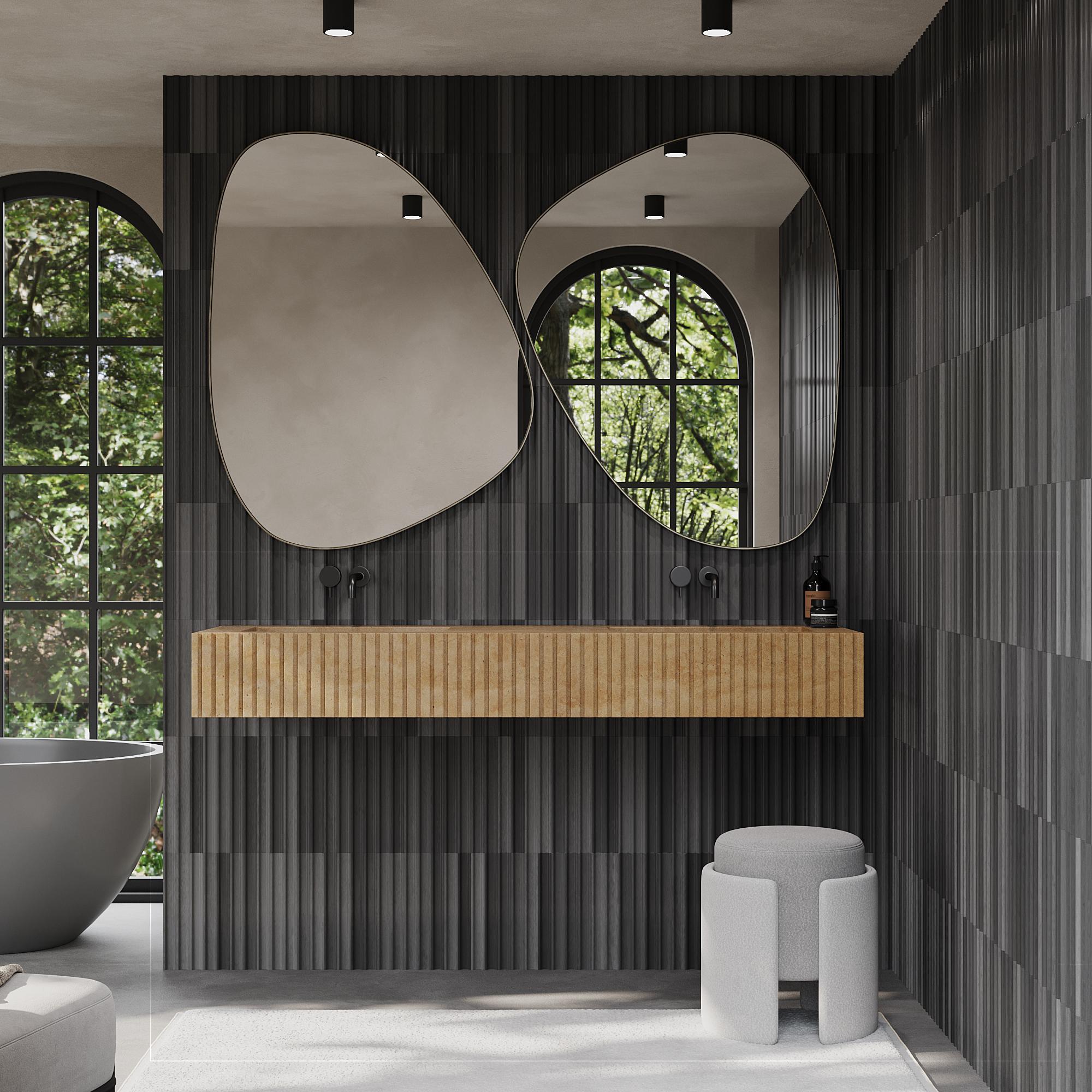 Accentuate your bathroom space with our Ribbed Marble Double Basin, a perfect fusion of minimalist design and natural elegance. The beautiful ribbed detailing creates a unique visual appeal while highlighting the unique veining and texture of the