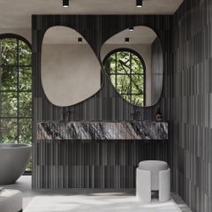 Luca - Ribbed Marble Double Basin - Grey Galaxy