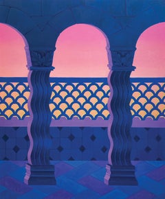 Sans titre (balcony I), 2022, peinture à l'huile architecturale abstraite colorée