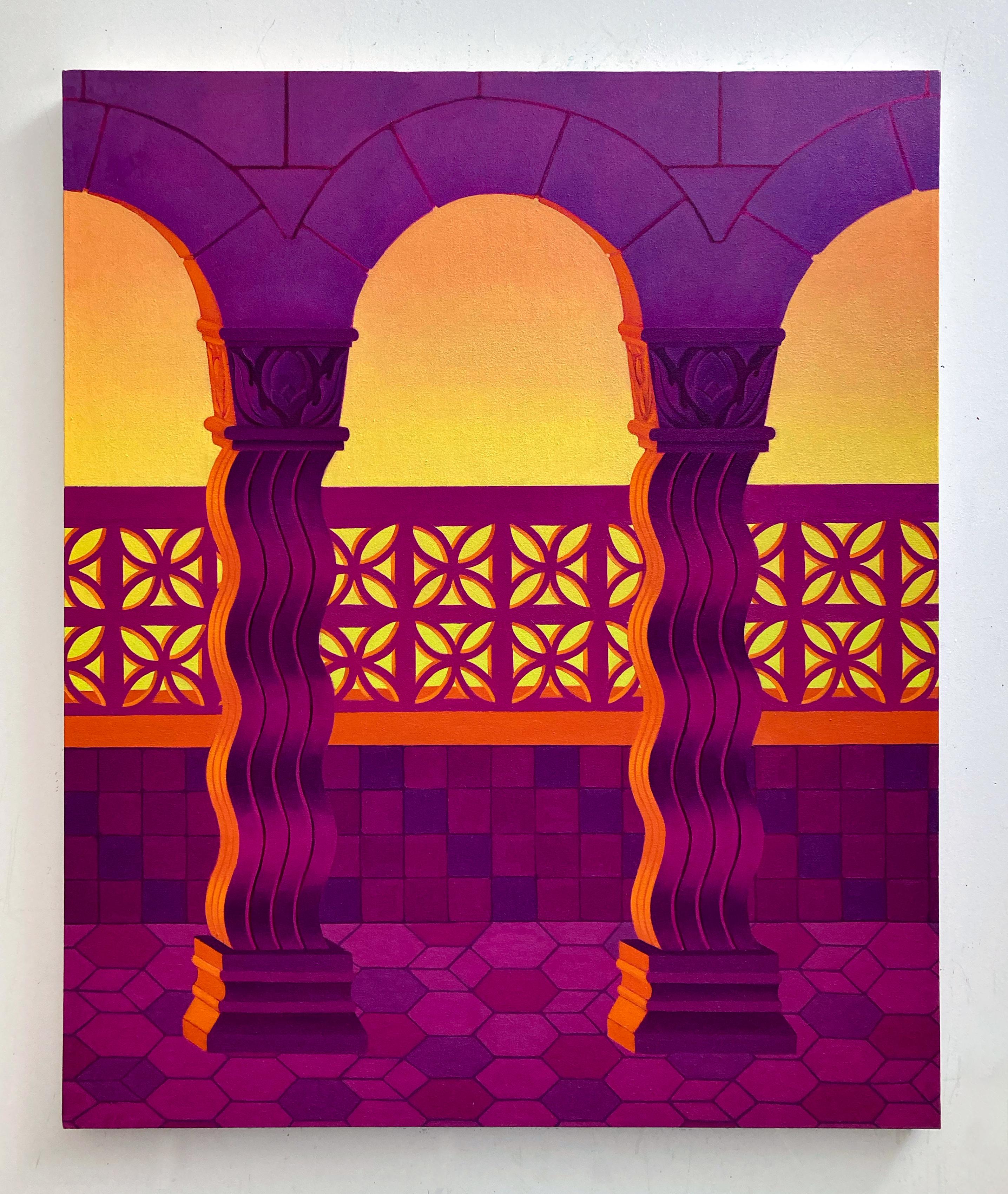 Lucía Rodríguez Pérez Abstract Painting - Untitled (balcony II), 2022, color, abstract, architectural oil painting