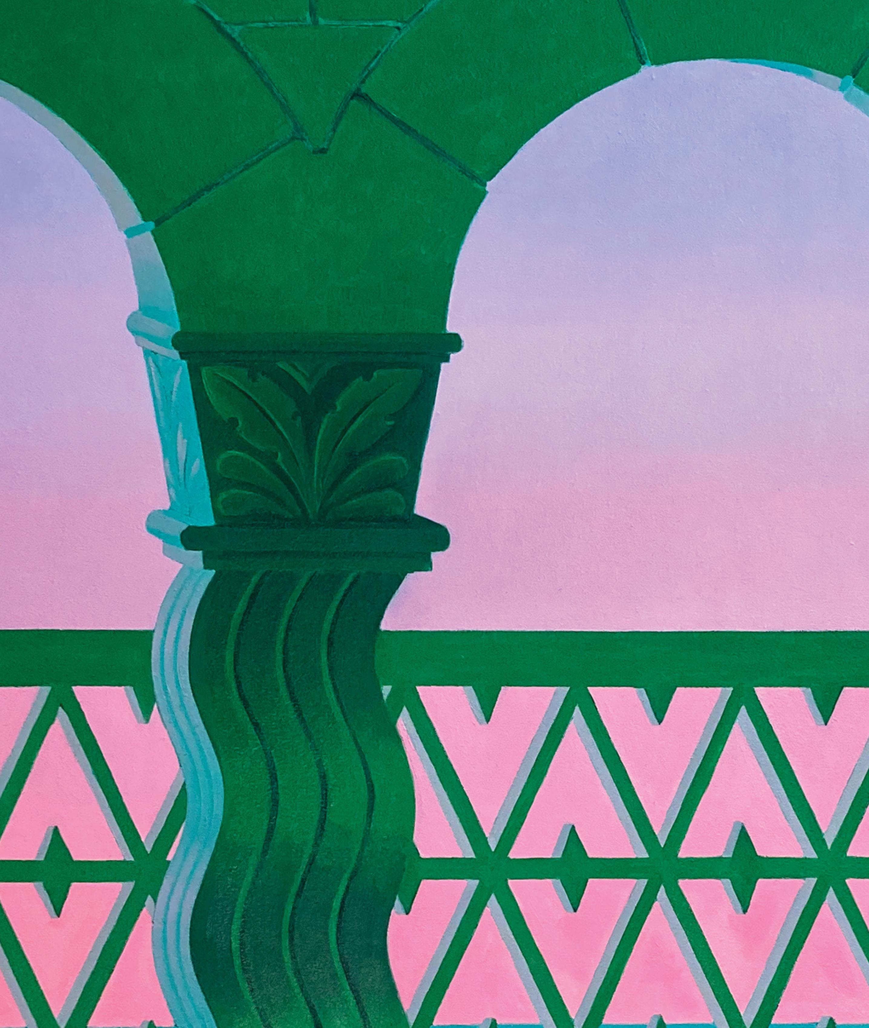Ohne Titel (balcony III), 2022, farbenfrohes, abstraktes, architektonisches Gemälde – Painting von Lucía Rodríguez Pérez
