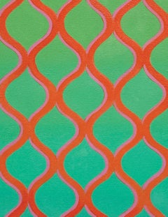 Untitled (Fence), Abstract Colorful & Vibrant Oil Painting
