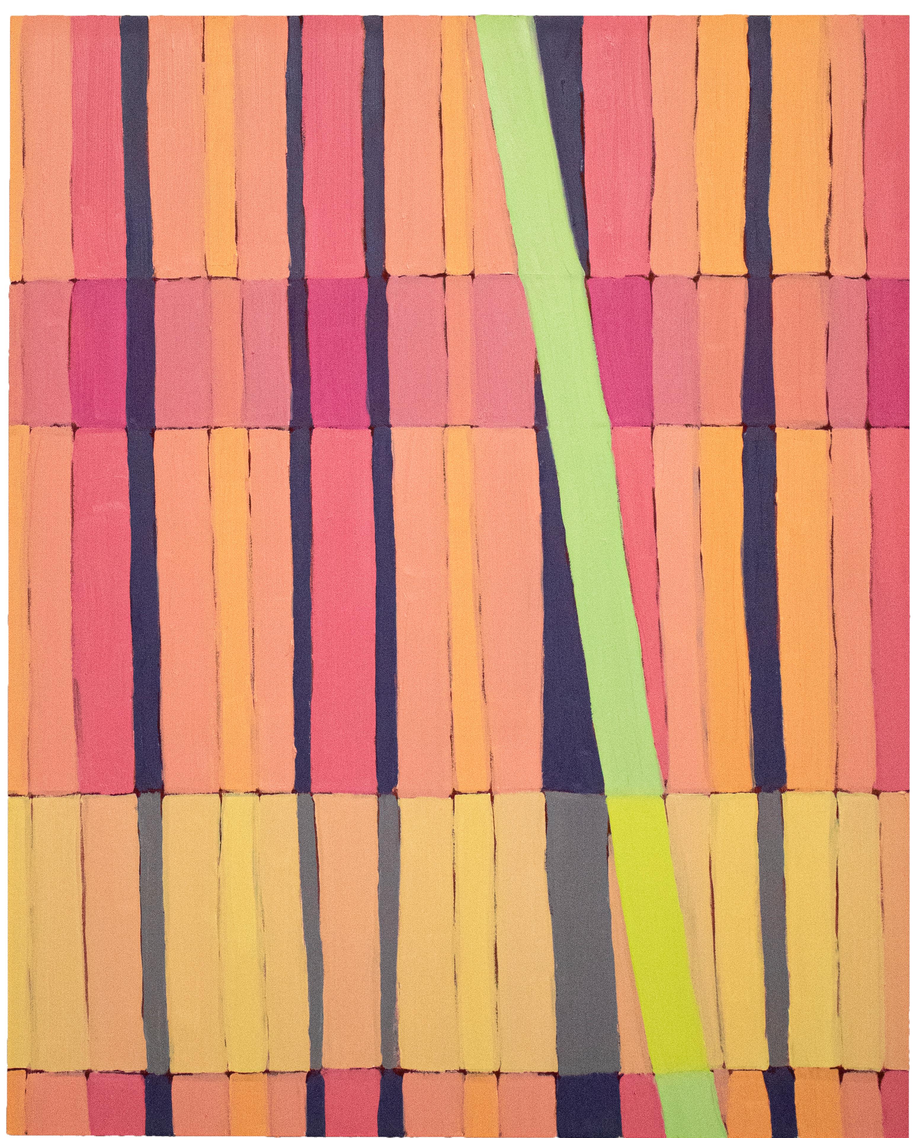 Lucía Rodríguez Pérez Abstract Painting – Abstraktes, geometrisches und farbenfrohes Ölgemälde (Pastel)