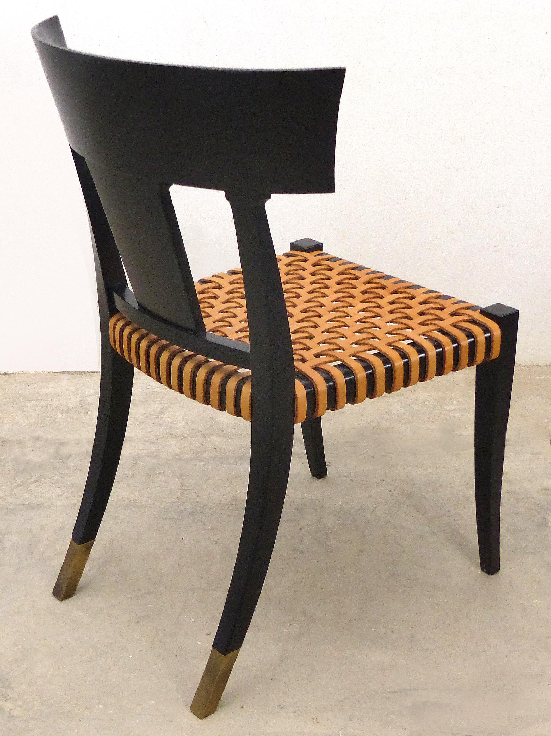 Italian Luca Schacchetti Oak Design Edizoni Italy Lacquered Chairs with Woven Leather