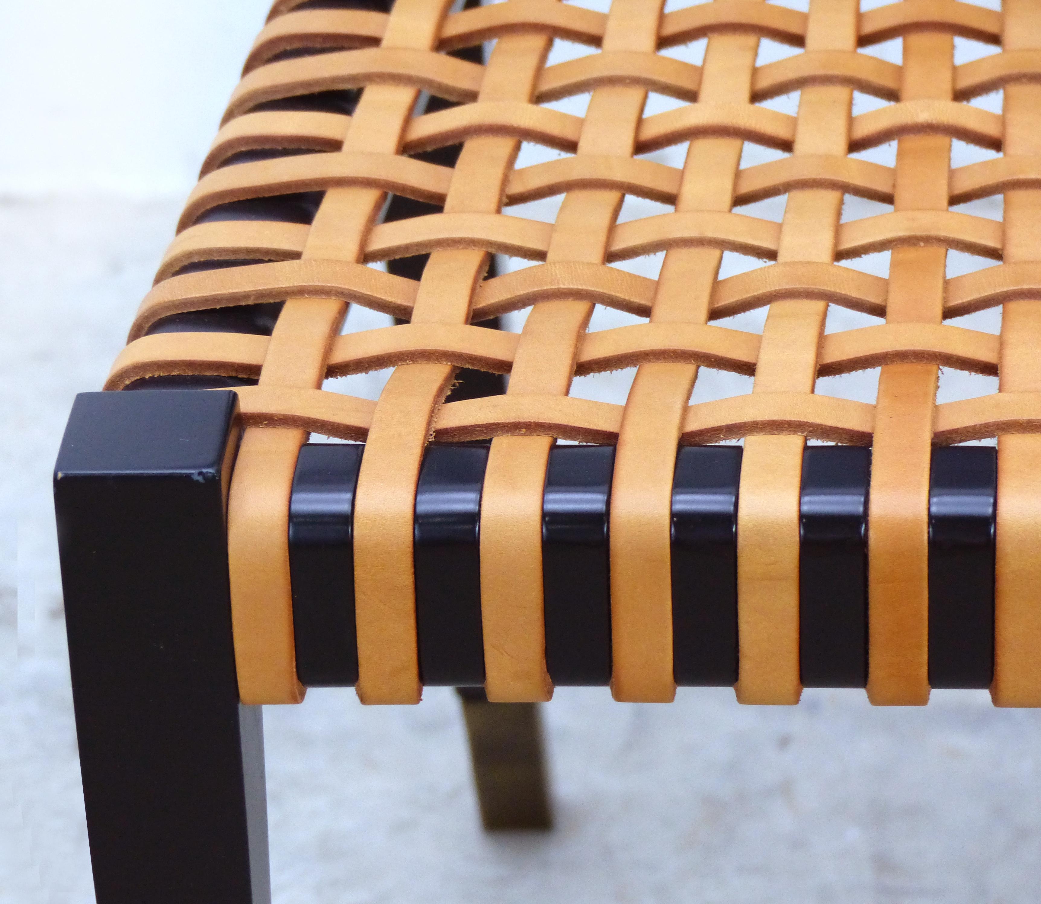 Luca Schacchetti Oak Design Edizoni Italy Lacquered Chairs with Woven Leather 3