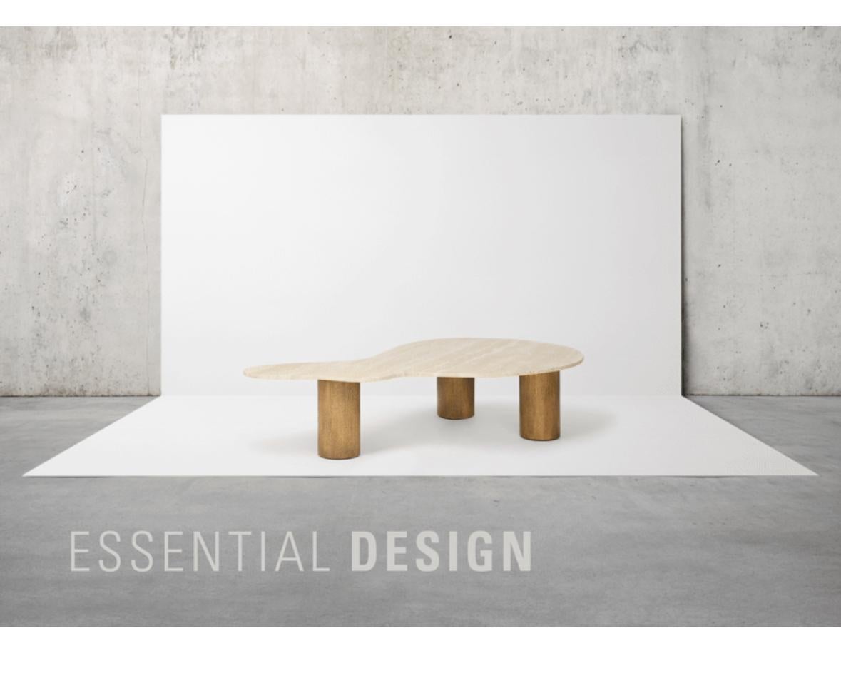 Luca Table - Large Travertine stone table with bronze embossed legs For Sale 7