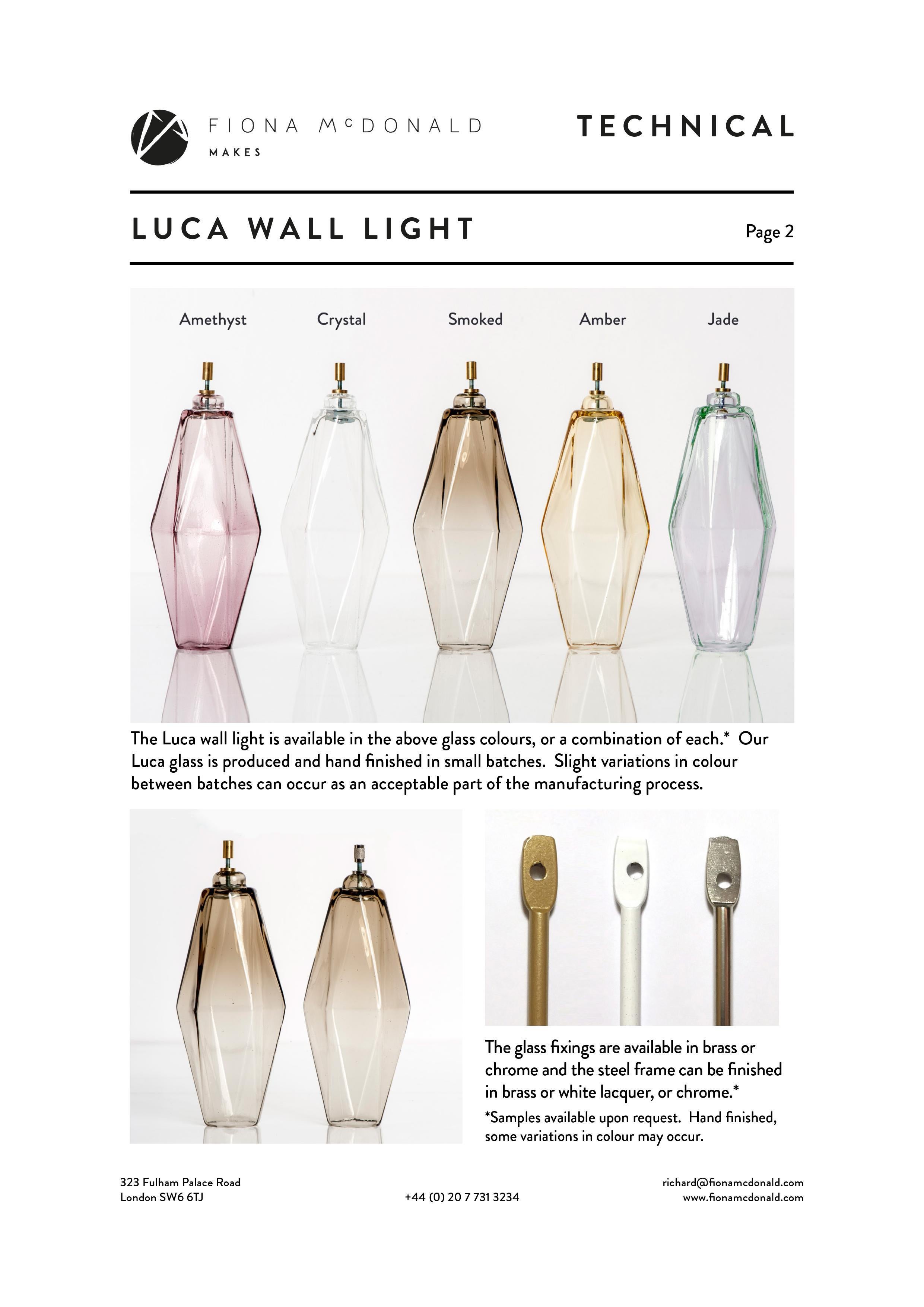Mid-Century Modern Luca Wall Light - Bespoke - Range of Polyhedron Murano Glass Colours For Sale