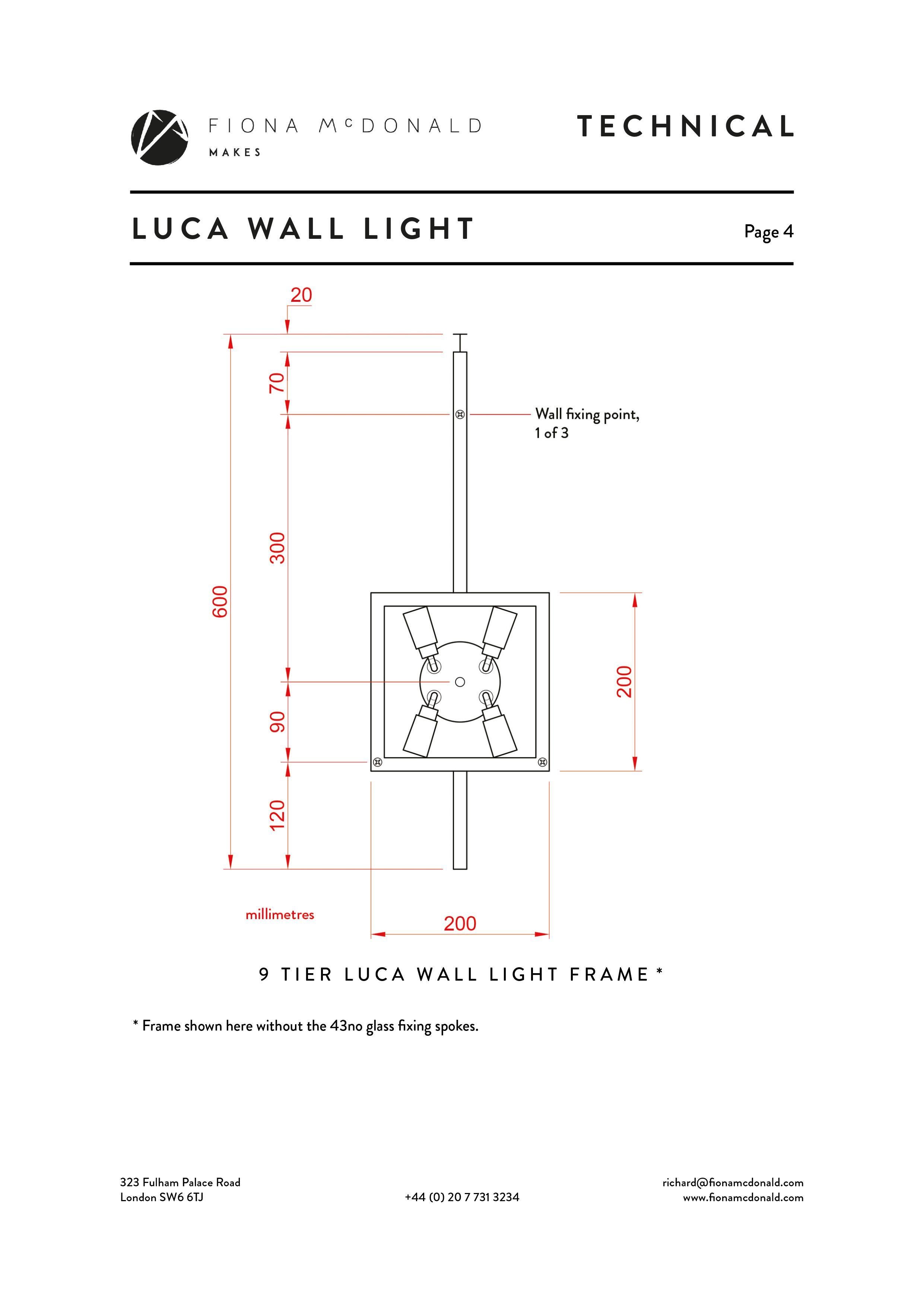 Hand-Crafted Luca Wall Light - Bespoke - Range of Polyhedron Murano Glass Colours For Sale
