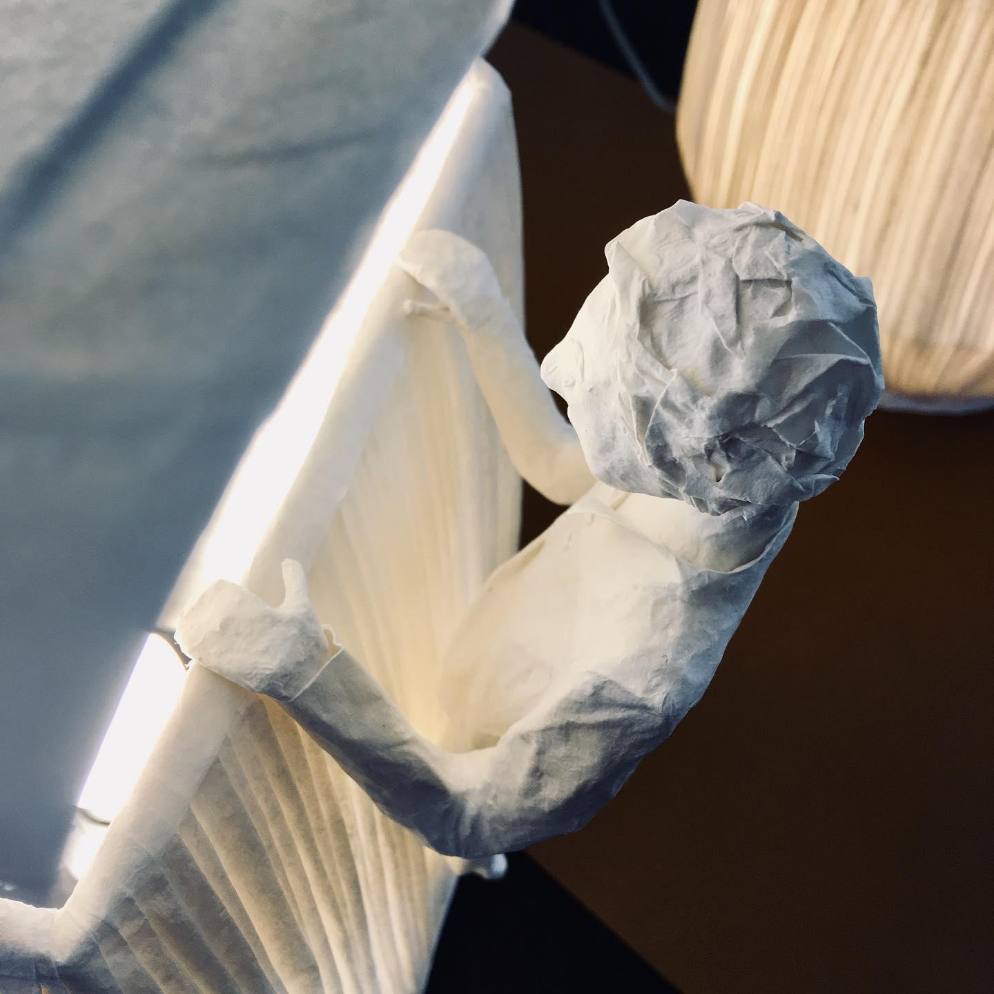 Post-Modern Lucarne Paper Light Sculpture, One Character, by Papier à êtres For Sale