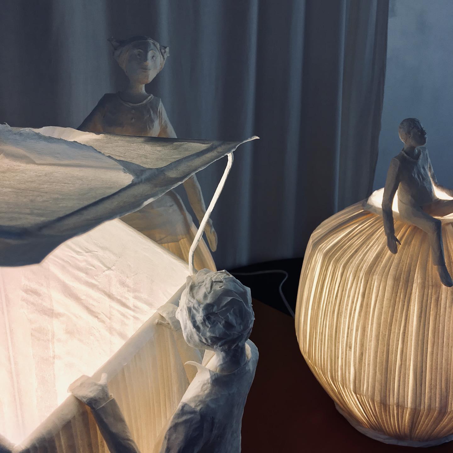 Contemporary Lucarne Paper Light Sculpture, One Character, by Papier à êtres For Sale