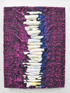 Paint steps (Lucio Fontana abstract contemporary painting impasto art purple)