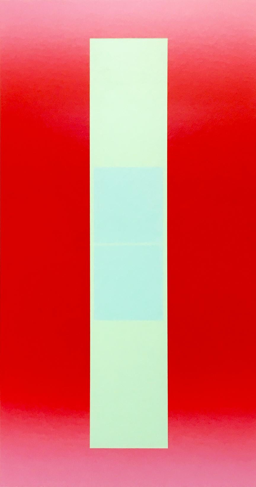 Minimalist Abstract Color-field Red painting on Paper – Untitled, 2019 WR201