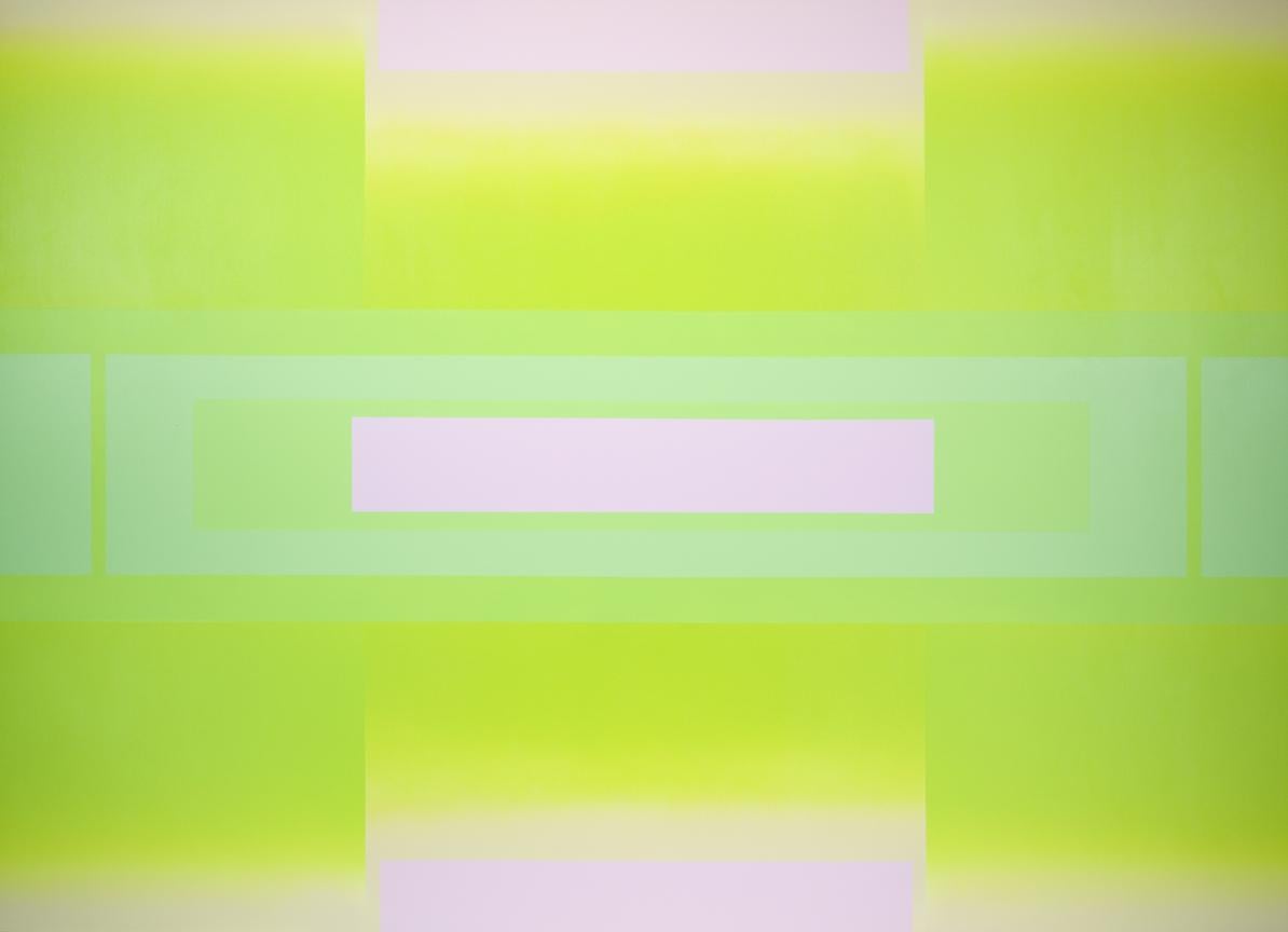 Lucas Blok Abstract Painting - Minimalist Abstract Green Color-field Painting on Canvas - Untitled, 5-20-18