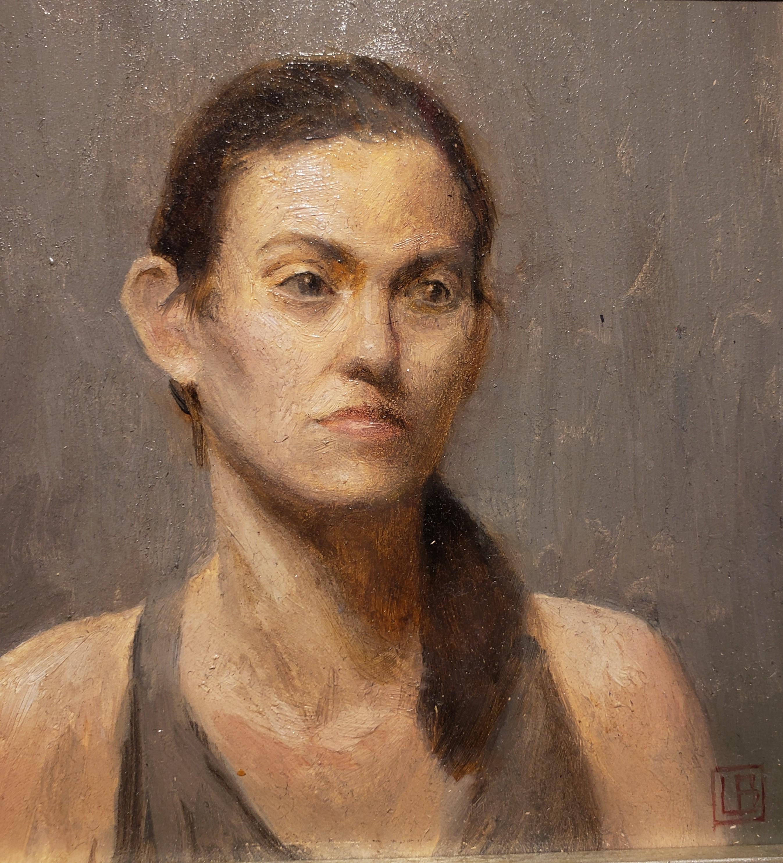 Rachel, Petit Portrait, Artiste argentine, Huile, Grand Central Atelier à New York - Painting de Lucas Bononi