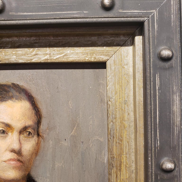 Rachel, Small Portrait, Argentine Artist, Oil, Grand Central Atelier in New York - Brown Portrait Painting by Lucas Bononi