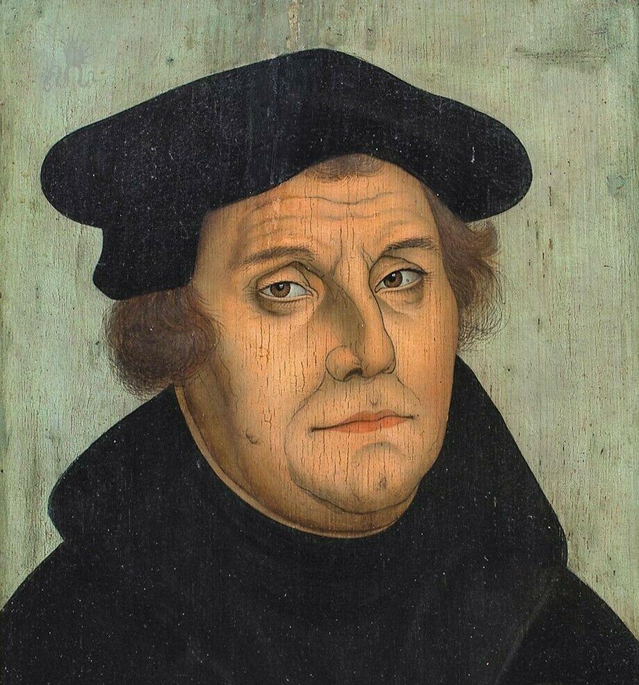Retrato de Martin Luther (1483-1546), Siglo XVI - Portrait Painting Negro de Lucas Cranach the Elder