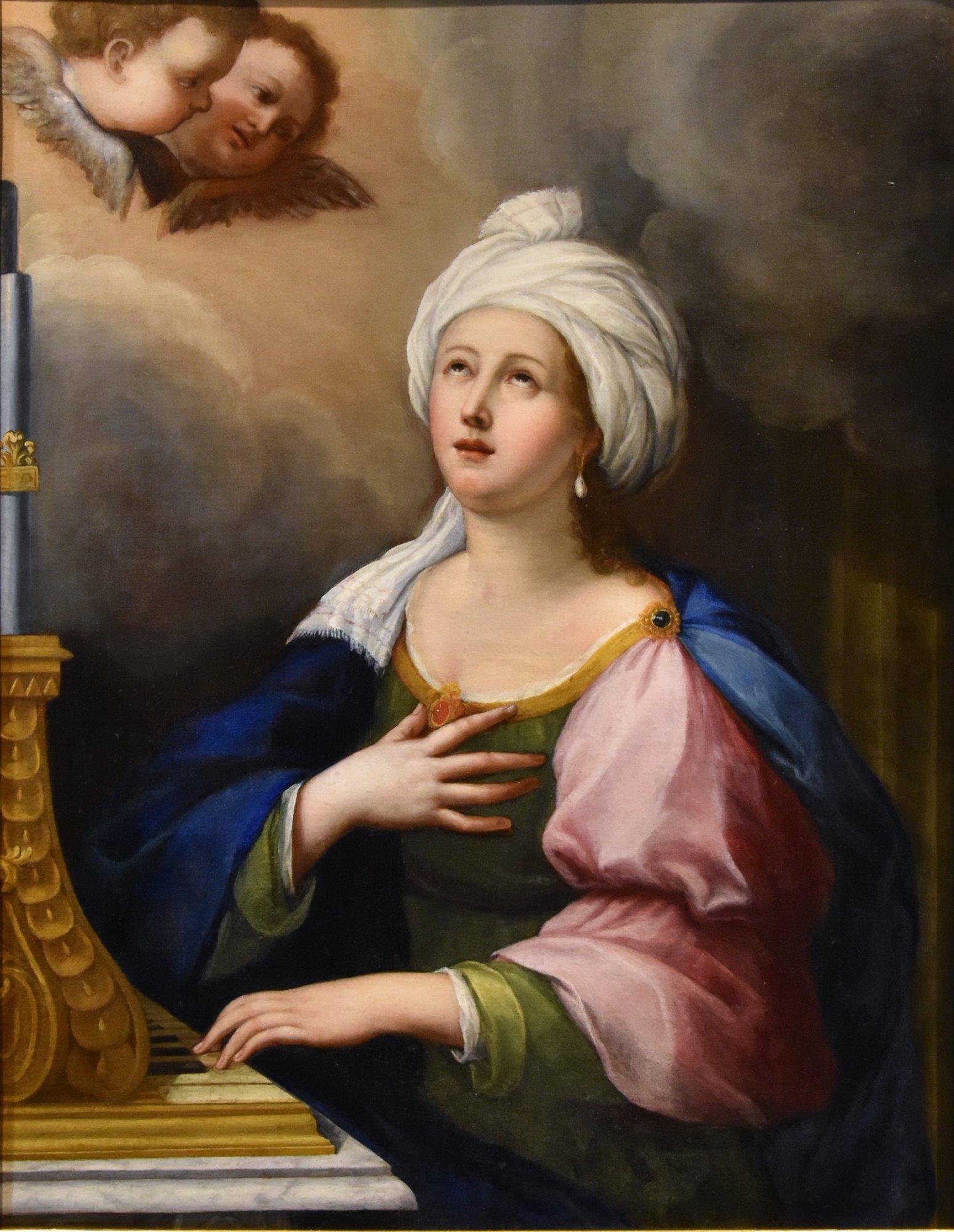 Saint Cecilia Angels De La Haye, Gemälde, Öl auf Leinwand, 17. Jahrhundert, Alter Meister (Alte Meister), Painting, von Lucas de la Haye, called Luca Fiammingo (Nivelles, 1612-Rome, 1682)
