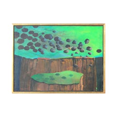 "Winter Sun" Green and Brown Toned Surrealistic Abstract Landscape