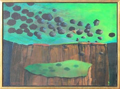 Paysage abstrait surréaliste aux tons verts et bruns « Winter Sun »