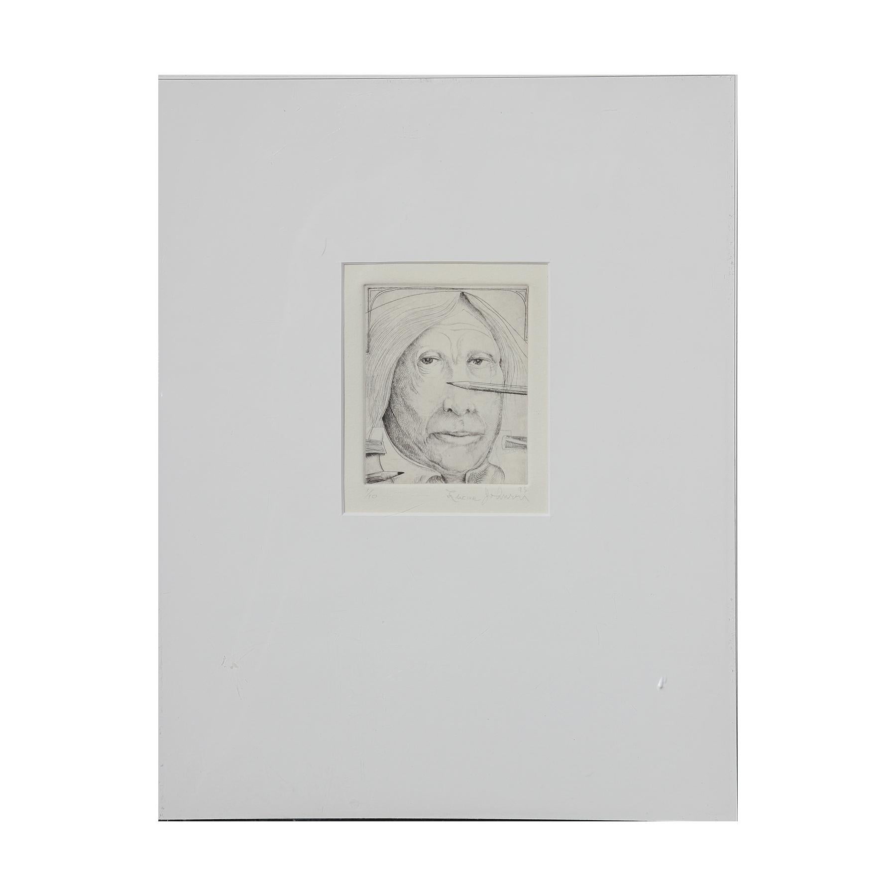 Lucas Johnson Figurative Print - Abstract Self Portrait Copper Plate Etching #1 of 10