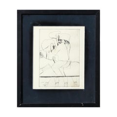 Vintage "Hollywood Star" Abstract Modern Figurative Etching of Three Men on Horseback