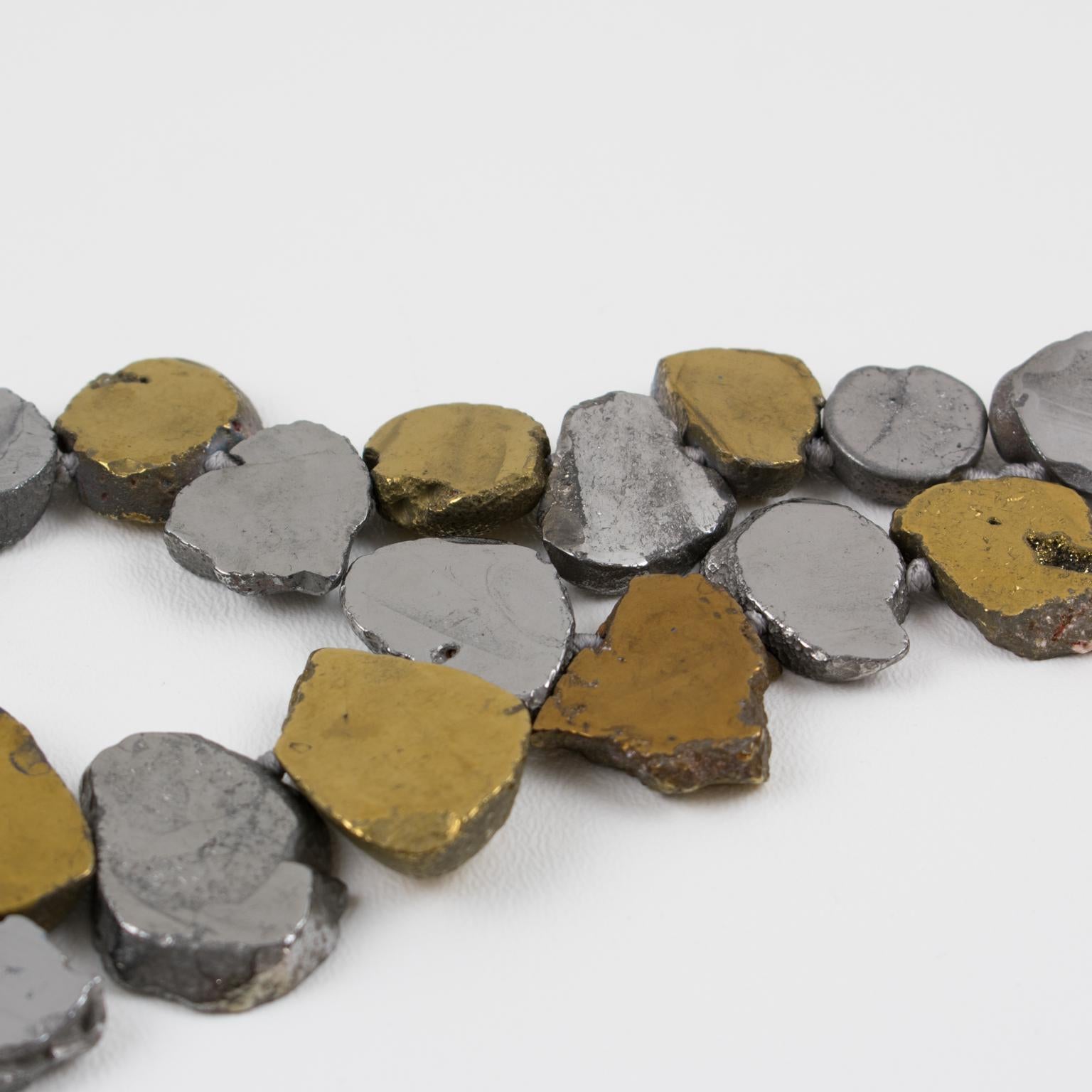 Lucas Lameth Brutalist Marble and Metal Multi-Strand Necklace 4