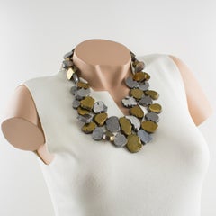 Lucas Lameth, collier multibrins brutaliste en marbre et métal