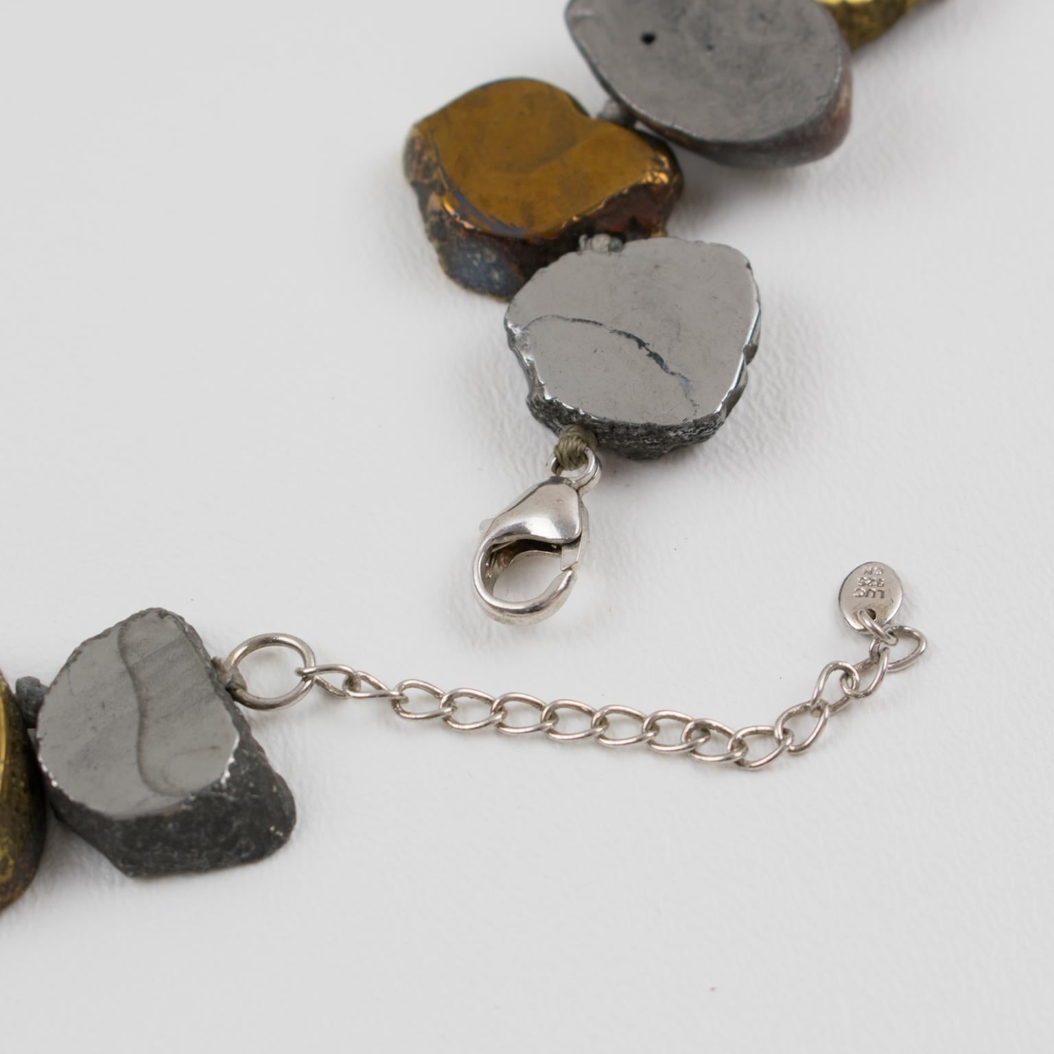 Lucas Lameth Brutalist Marble and Metal Multi-Strand Necklace 1