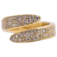 Lucas Priolo Designed 1.08 Carat Pave White Diamond Bypass Ring in 18 Karat Gold