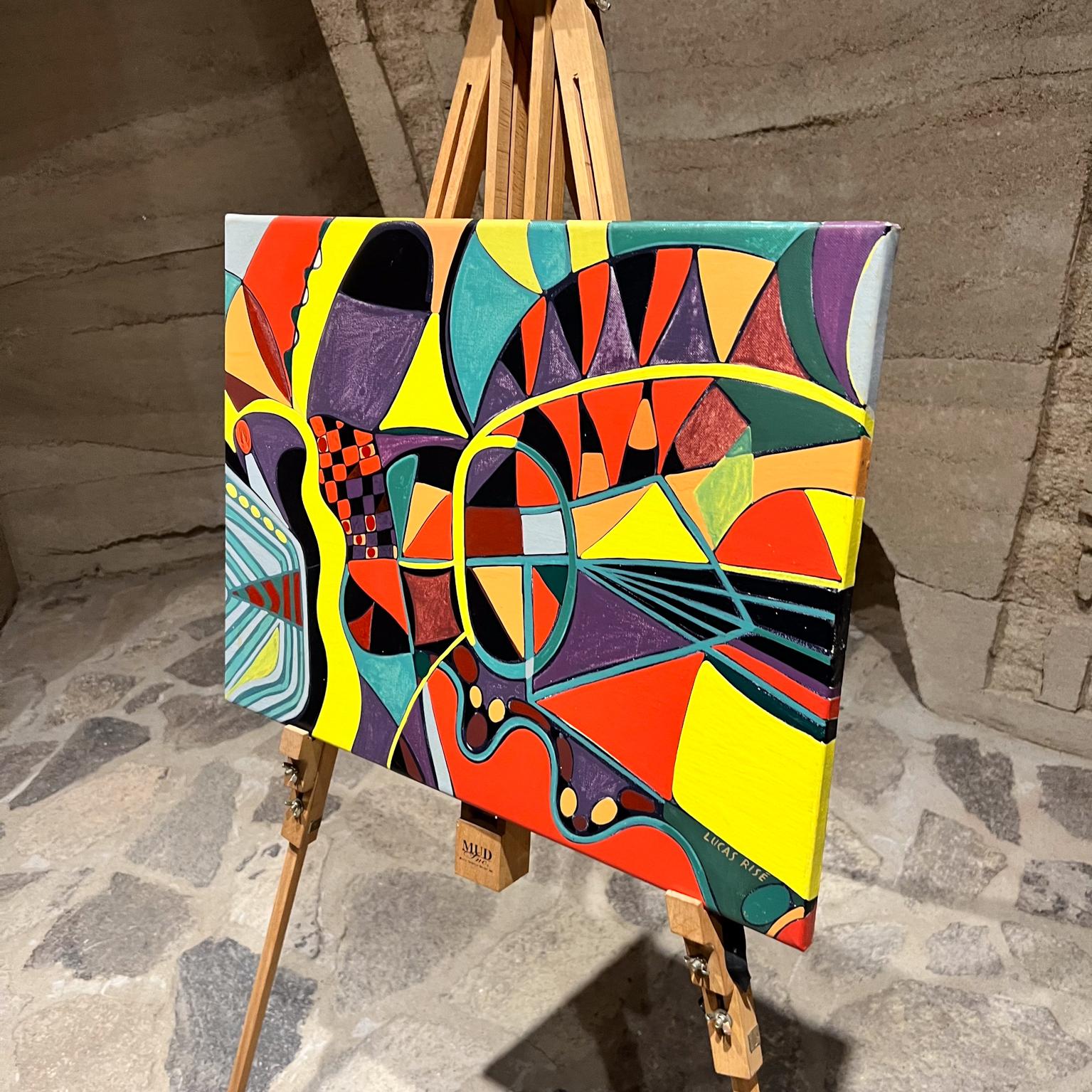 Lucas Rise Cubist Art Oil Painting San Miguel De Allende Studio In Good Condition In Chula Vista, CA