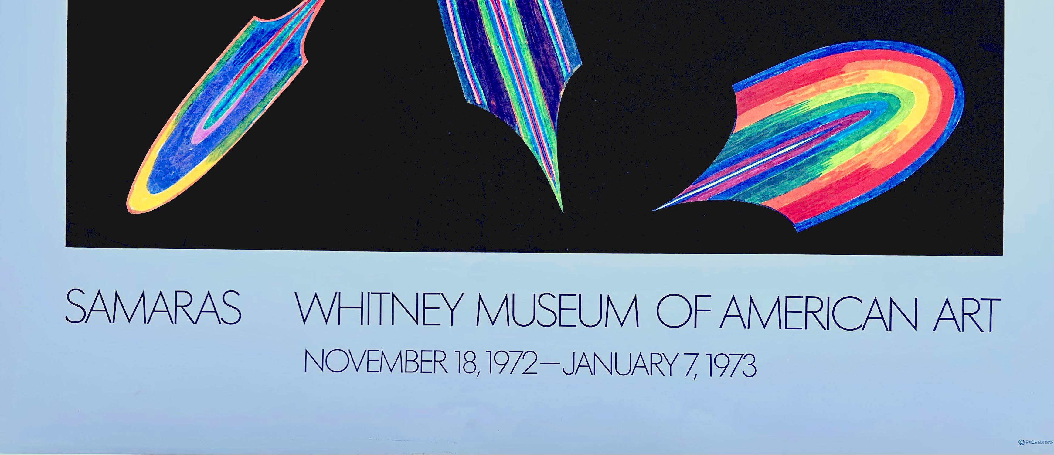 Lukas Samara
Samaras im Whitney Museum of American Art Ausstellungsplakat, 1973
Offsetlithografie-Poster
32 × 24 Zoll
Ungerahmt
Dieses frühe Vintage-Plakat wurde für die Samaras-Ausstellung im Whitney Museum of American Art vom 18. November bis 7.