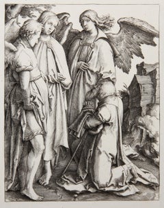 Abraham et les Trois Anges, Heliogravur von Lucas van Leyden