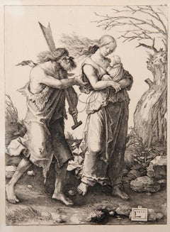 Antique Adam et Eve Fugitifs, Heliogravure by Lucas van Leyden