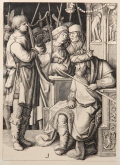 David jouant de la Harpe devant Saul, Heliograbado de Lucas van Leyden