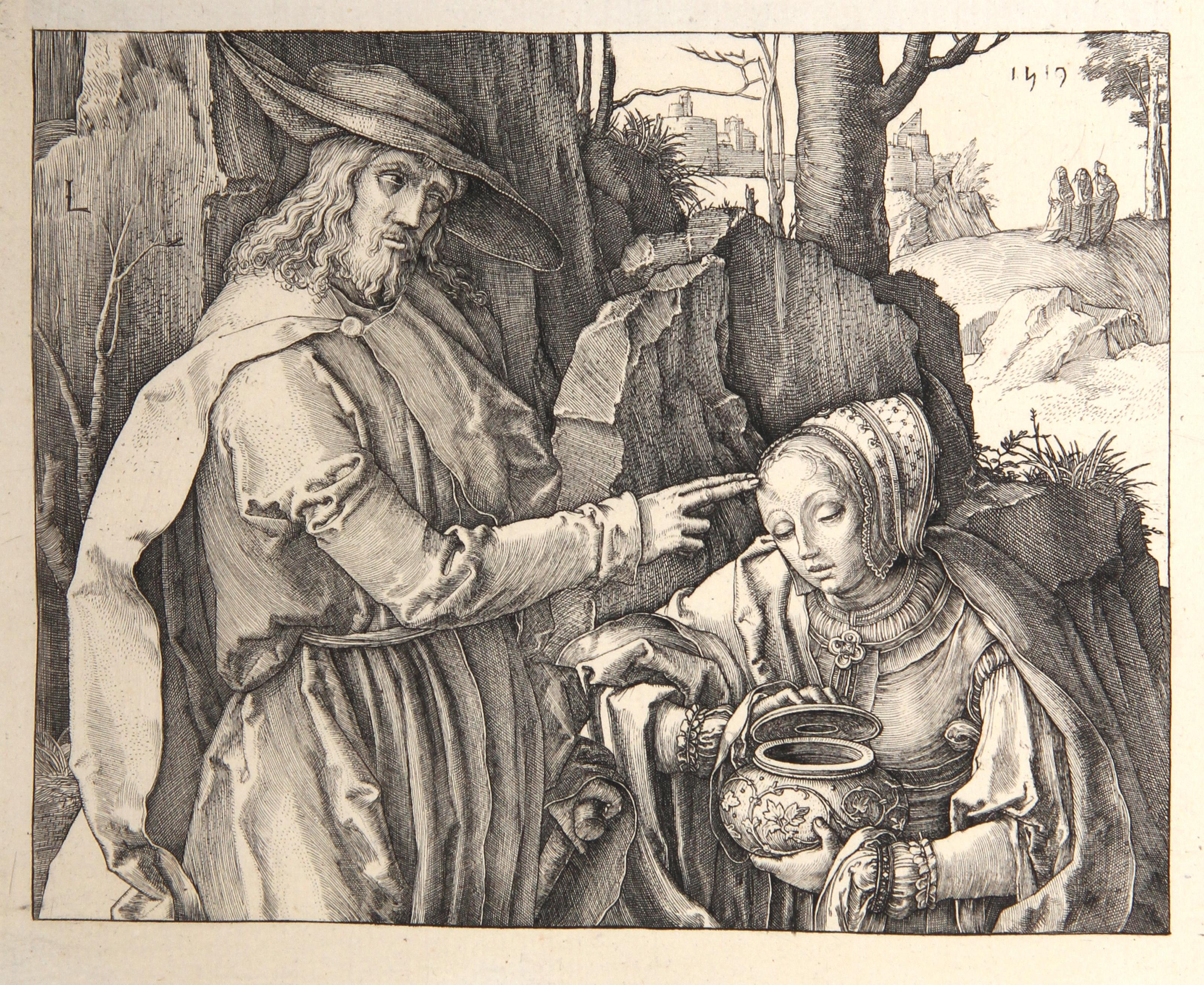 Lucas van Leyden Print – Jesus Christ apparaissant a la Madeleine sous la vierme d'un Jardiner