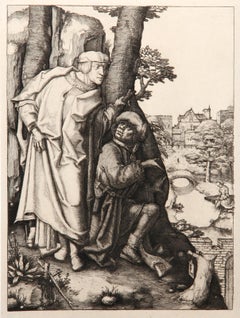 Les deux Vieillards appercevant Susanne au bain by Lucas van Leyden