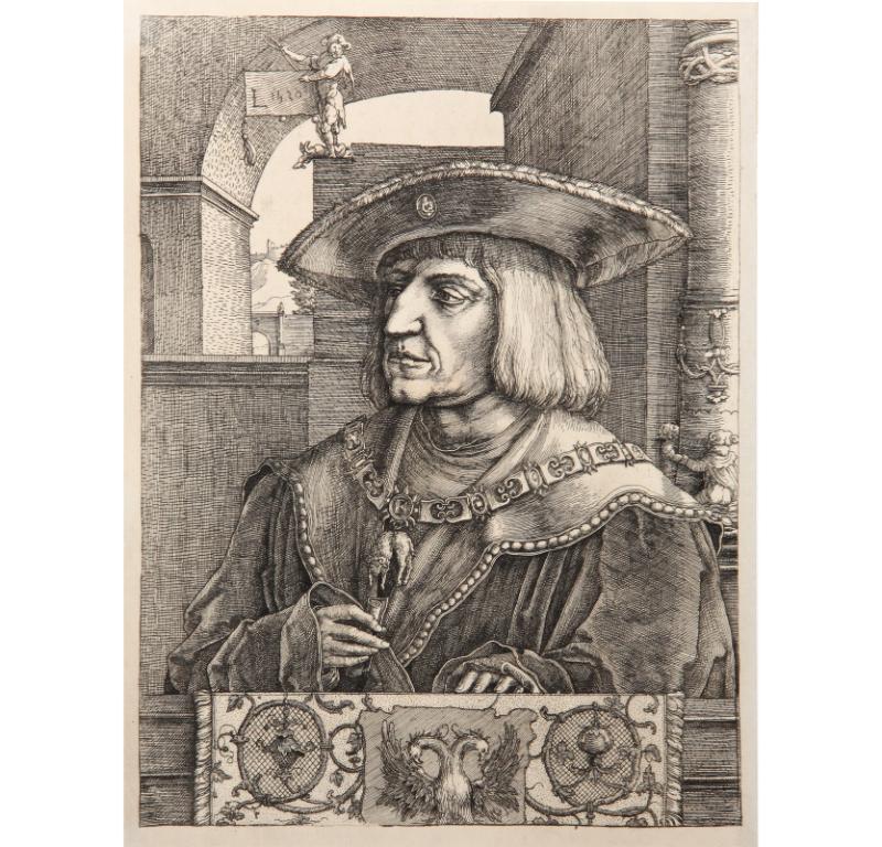 Künstler: Lucas van Leyden, Nach Amand Durand, Niederländer (1494 - 1533) - Portrait de Maximilien I, Jahr: 1873, Medium: Heliogravüre, Größe: 11  x 8 in. (27.94  x 20,32 cm), Drucker: Amand Durand, Beschreibung: Der französische Graveur und Maler