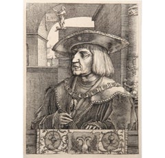 Antique Portrait de Maximilien I, Heliogravure by Lucas van Leyden